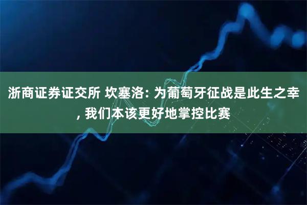 浙商证券证交所 坎塞洛: 为葡萄牙征战是此生之幸, 我们本该更好地掌控比赛